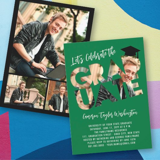 Cool Graduate Cutout Foto Moderne Graduierungspart Einladung