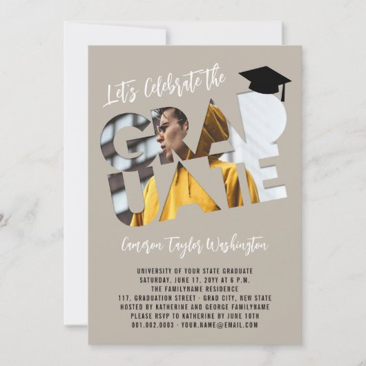 Cool Graduate Cutout Foto Moderne Graduierungspart Einladung (Vorderseite)