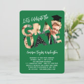 Cool Graduate Cutout Foto Moderne Graduierungspart Einladung (Stehend Vorderseite)