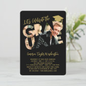 Cool Graduate Cutout Modernes Abschluss Foto Party Einladung (Stehend Vorderseite)