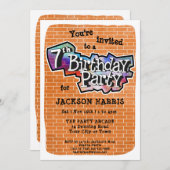 Cool Graffiti Art. 7. Geburtstagsparty Einladung (Vorne/Hinten)