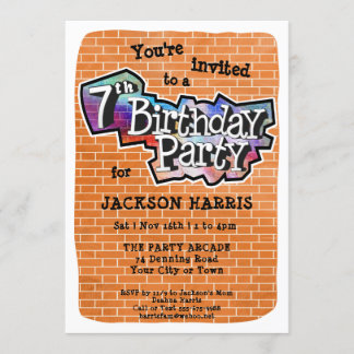 Cool Graffiti Art. 7. Geburtstagsparty Einladung