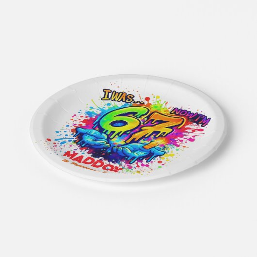 Cool Graffiti Splatter 7th Birthday Party Pappteller (Schrägansicht)