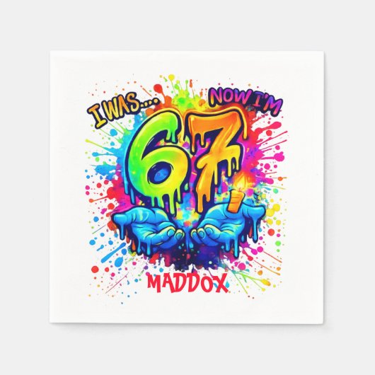 Cool Graffiti Splatter 7th Birthday Party Serviette (Vorderseite)