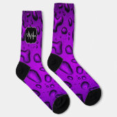Cool Grainy Lila Wassertropfen Muster Monogramm Socken (Rechts)