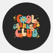 Cool Grandmas Club Groovy Retro Funny New Grandma Runder Aufkleber (Vorderseite)