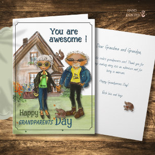 Cool Grandparents Day Wasserfarbe-Nana-Opa Karte