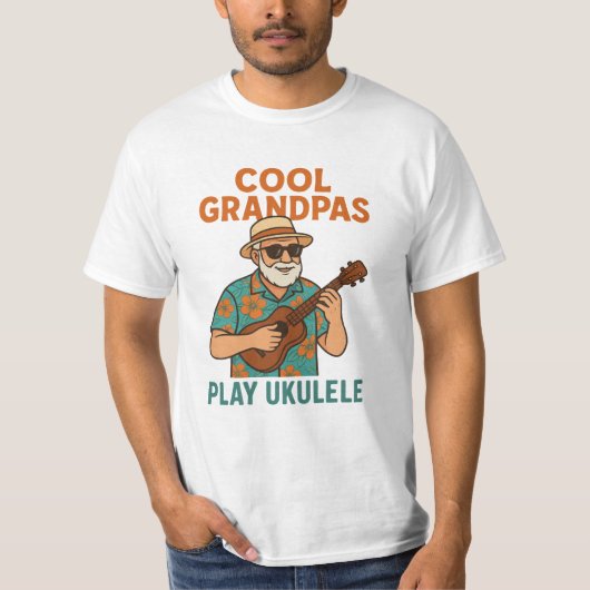 Cool Grandpas Play Ukulele Funny T-Shirt (Vorderseite)