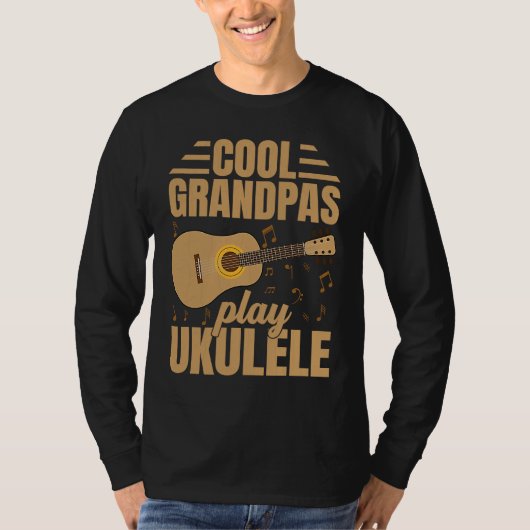 Cool Grandpas Play Ukulele Player Music Graphic T-Shirt (Vorderseite)