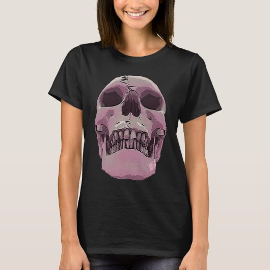 Cool Graphic Skull Death Skeleton Goth Halloween T-Shirt (Vorderseite)