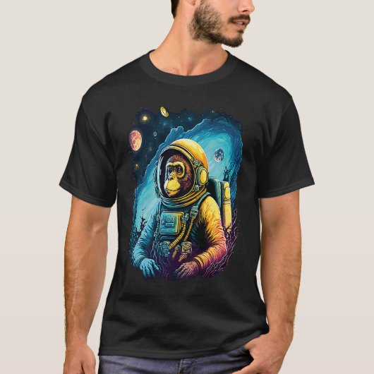 Cool Graphic Space Chimp Monkey Astronaut Cosmonau T-Shirt (Vorderseite)