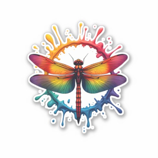 Cool Graphic Tie Dye Sunglasses Dragonfly Illustra Aufkleber (Vorderseite)