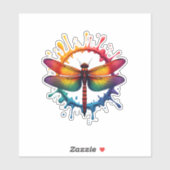 Cool Graphic Tie Dye Sunglasses Dragonfly Illustra Aufkleber (Blatt)