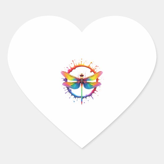 Cool Graphic Tie Dye Sunglasses Dragonfly Illustra Herz-Aufkleber (Vorderseite)