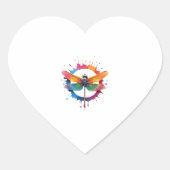 Cool Graphic Tie Dye Sunglasses Dragonfly Illustra Herz-Aufkleber (Vorderseite)