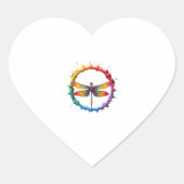 Cool Graphic Tie Dye Sunglasses Dragonfly Illustra Herz-Aufkleber (Vorderseite)