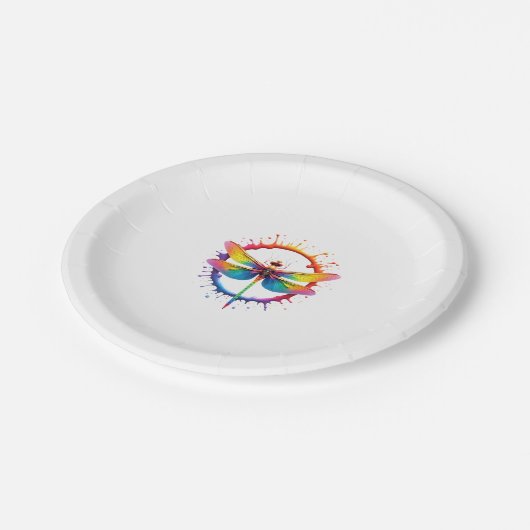 Cool Graphic Tie Dye Sunglasses Dragonfly Illustra Pappteller (Schrägansicht)