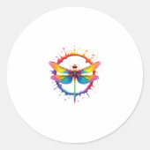 Cool Graphic Tie Dye Sunglasses Dragonfly Illustra Runder Aufkleber (Vorderseite)