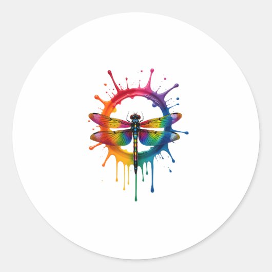 Cool Graphic Tie Dye Sunglasses Dragonfly Illustra Runder Aufkleber (Vorderseite)