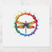 Cool Graphic Tie Dye Sunglasses Dragonfly Illustra Schaumweinetikett (Einzelnes Label)