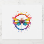 Cool Graphic Tie Dye Sunglasses Dragonfly Illustra Schaumweinetikett (Einzelnes Label)