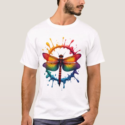 Cool Graphic Tie Dye Sunglasses Dragonfly Illustra T-Shirt (Vorderseite)