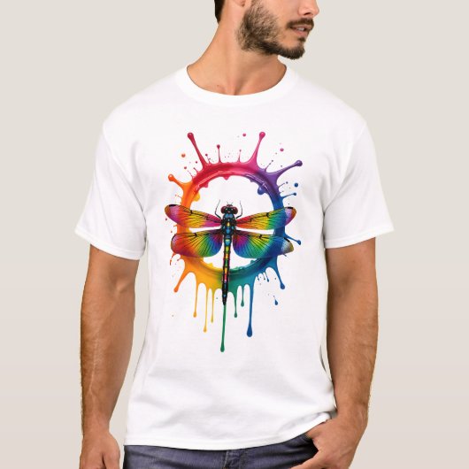 Cool Graphic Tie Dye Sunglasses Dragonfly Illustra T-Shirt (Vorderseite)