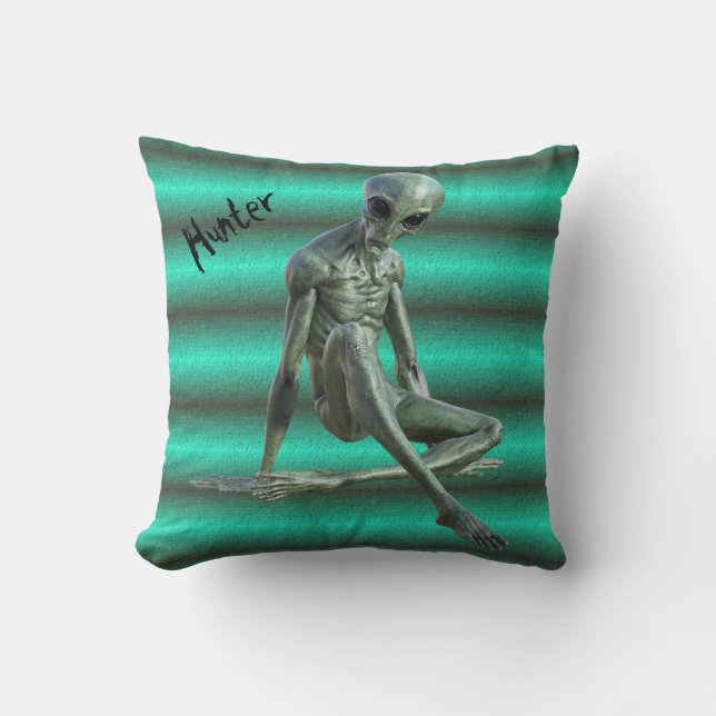 Cool Grau Alien Pillow Kissen (Vorderseite)