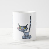 Cool Grau Cartoon Cat Jumbo-Tasse (Vorderseite)
