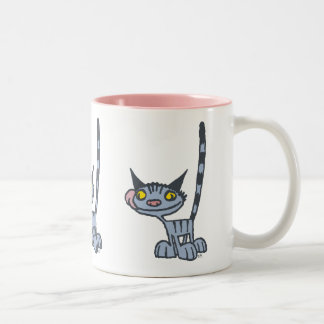 Cool Grau Cartoon Cat Zweifarbige Tasse