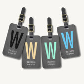 Cool-Grau-Grün-Monogramm Gepäckanhänger