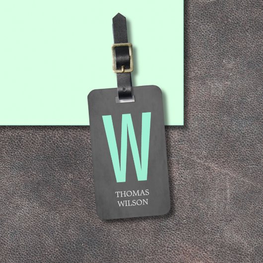 Cool-Grau-Grün-Monogramm Gepäckanhänger