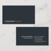 Cool Grau, Orange und Weiß modern - Visitenkarte (Vorne/Hinten)