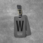 Cool-Grau-Schwarz-Fett-Monogramm Gepäckanhänger