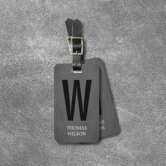 Cool-Grau-Schwarz-Fett-Monogramm Gepäckanhänger