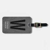 Cool-Grau-Schwarz-Fett-Monogramm Gepäckanhänger (Vorderseite horizontal)