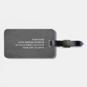 Cool-Grau-Schwarz-Fett-Monogramm Gepäckanhänger (Rückseite horizontal)