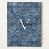 Cool Gray Batik Elegante Monogram Name Planner Planer (Rückseite)