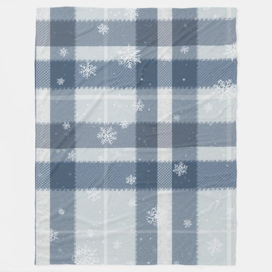 Cool Gray Minimalist Plaid Fleece Blanket (Vorderseite)