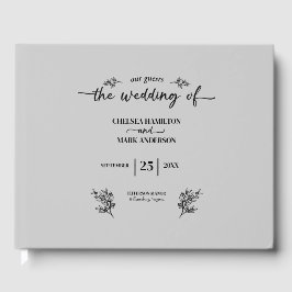 Cool Gray Trendy Script Wedding Gästebuch