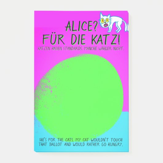 Cool Green Alice für die Katz'  Post-it Klebezettel (Vorderseite)