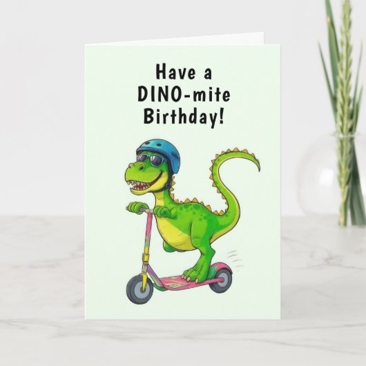 Cool Green Dinosaur Geburtstag Karte (Vorderseite)