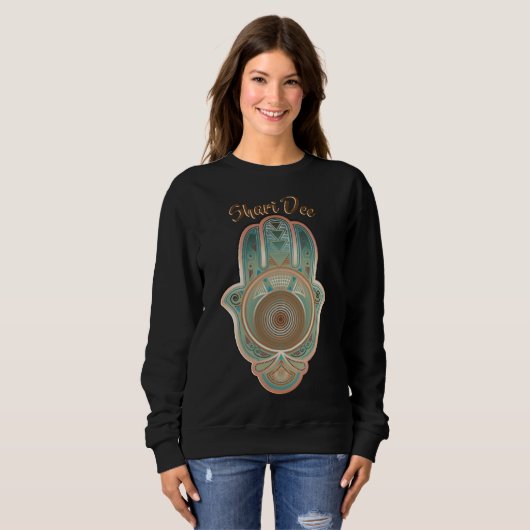Cool Green Hamsa Hand Personalisiert Sweatshirt (Vorne ganz)
