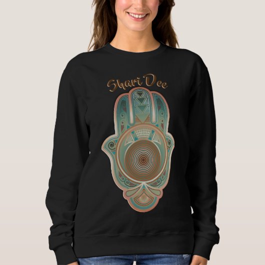 Cool Green Hamsa Hand Personalisiert Sweatshirt (Vorderseite)