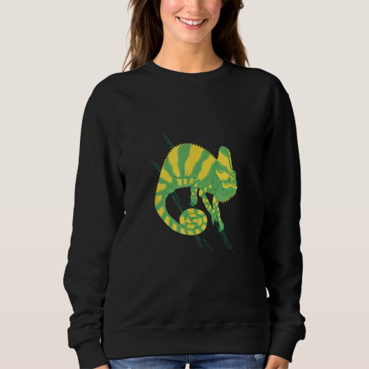 Cool green yellow chameleon Old World lizards cham Sweatshirt (Vorderseite)
