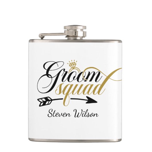 Cool Groom Squad add name  Flachmann (Vorderseite)