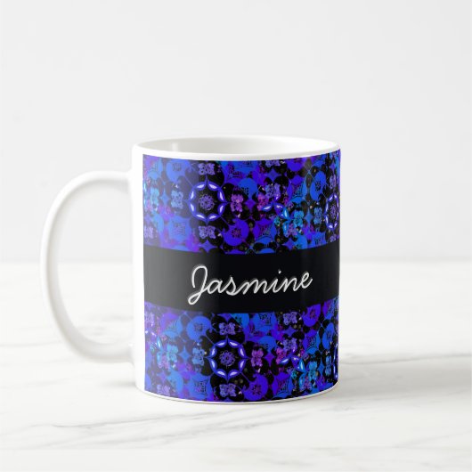 Cool Groovy Boho Retro Chic Blue Lila Hippie Kaffeetasse (Links)