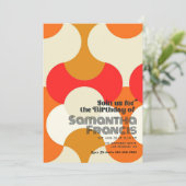 Cool Groovy Retro Geburtstagsparty Einladung (Stehend Vorderseite)