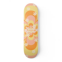 Cool Groovy Retro Vintage Blume Power Skateboard