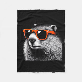 Cool Groundhog Wearing Sungles Graphic Art _3  Fleecedecke